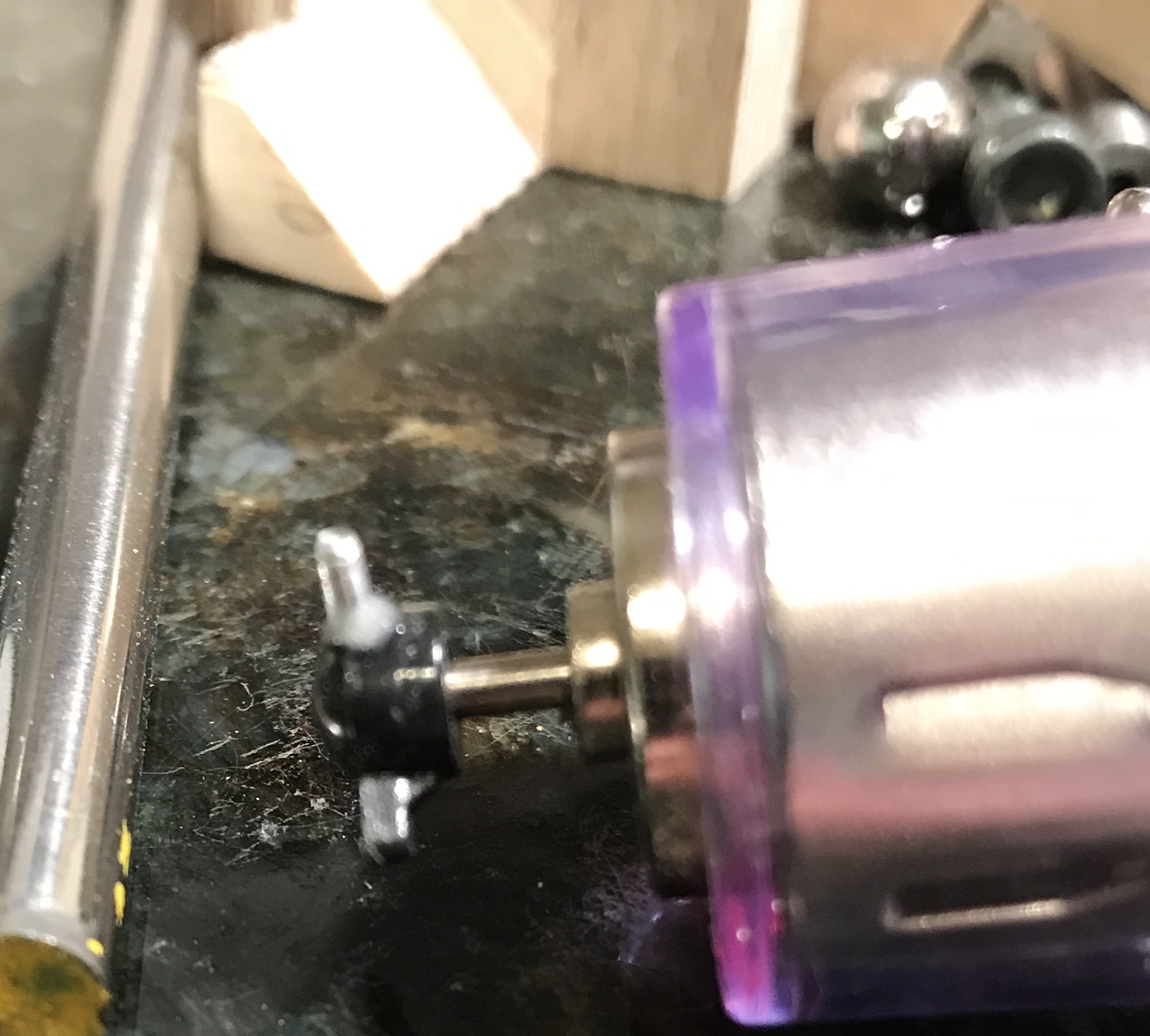 Toy prong glued into the rotor